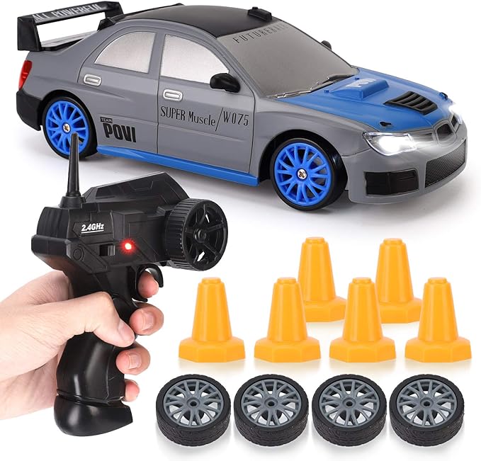Liberty Imports RC Drift Car 1/24 2.4GHz 4WD Remote Control Sport Racing On-Road Vehicle with LED Light Batteries and Drift Tires (Style 1)