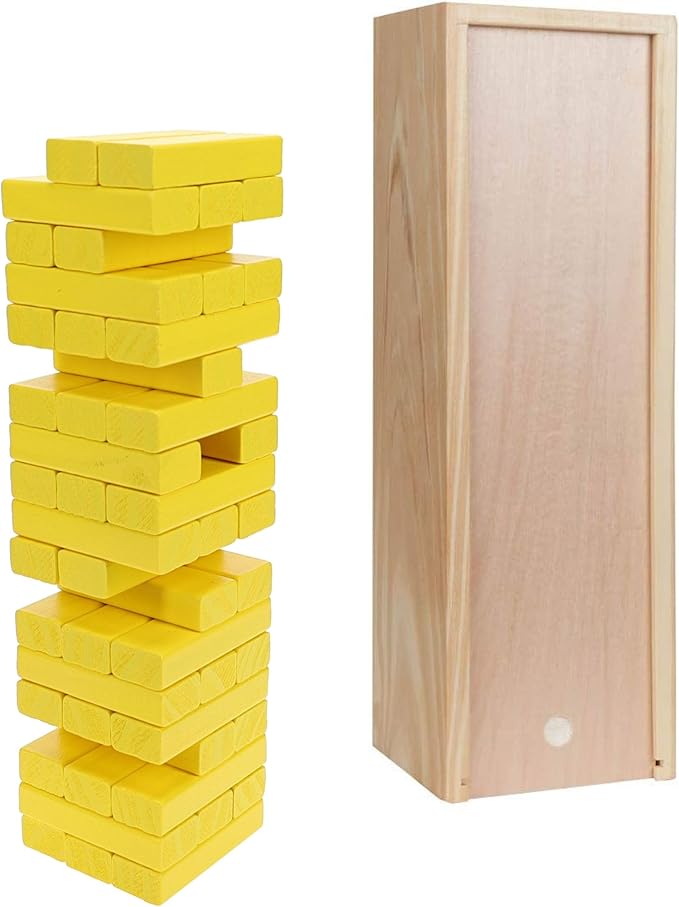 WE Games Wooden Block Stacking Party Game for Adults Tumble Tower Wedding Guest Book Alternative Tabletop Games Includes Storage Case 12 inches