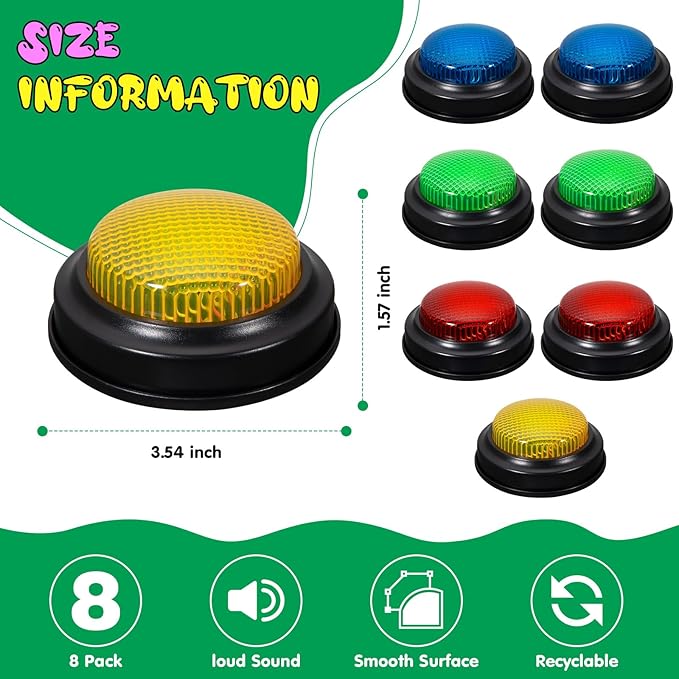 8-Pack Game Buzzers for Trivia Games – Classroom Quiz Buzzers with Lights &amp Sounds for Learning Parties &amp Family Fun
