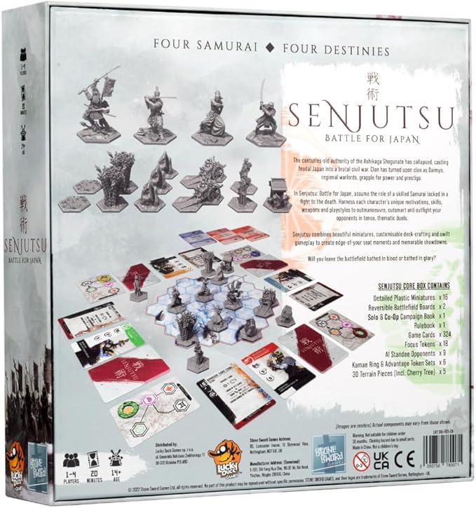 Senjutsu: Battle for Japan - Samurai Dueling Game with Miniatures and Deck Crafting Strategy Game for Kids and Adults Ages 14+ 1-4 Players 15-20 Min Playtime Made by Lucky Duck Games