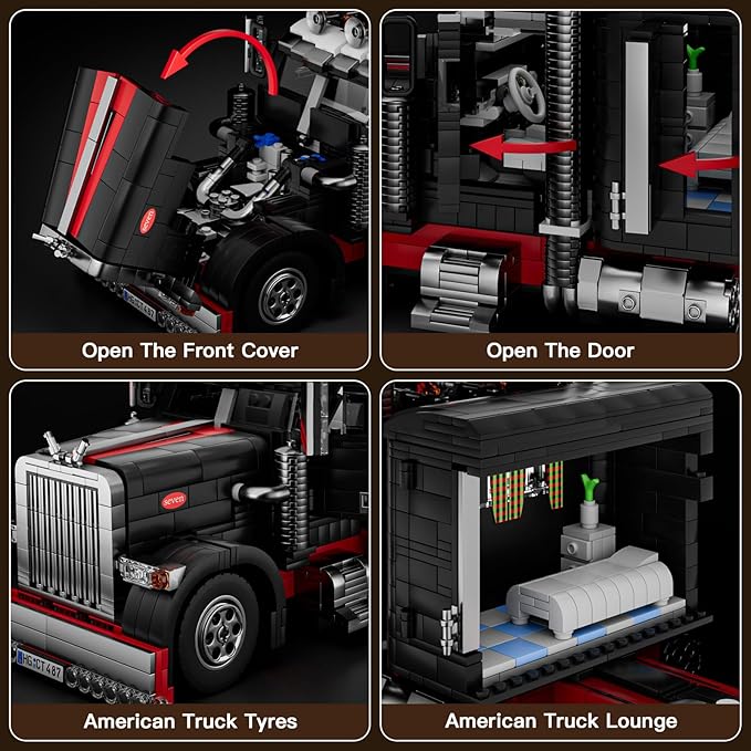 Mould King Semi Truck Toys Building Sets Collectible Trucks Vehicle Trailer Model Build and Display 10037 STEM Project Blocks Kits Decor for Adults and Aged 14+ (1814 Pieces)
