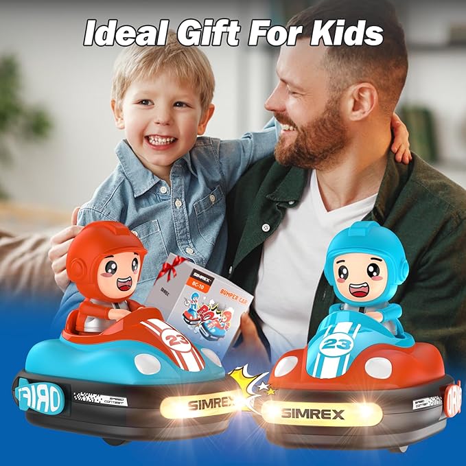 SIMREX Remote Control Bumper Cars for Kids - 2 Player Battle Set with Lights &amp Music Toy RC Car for Toddlers Boys Girls Ages 3-8 Christmas Birthday Gift for Boys Girls