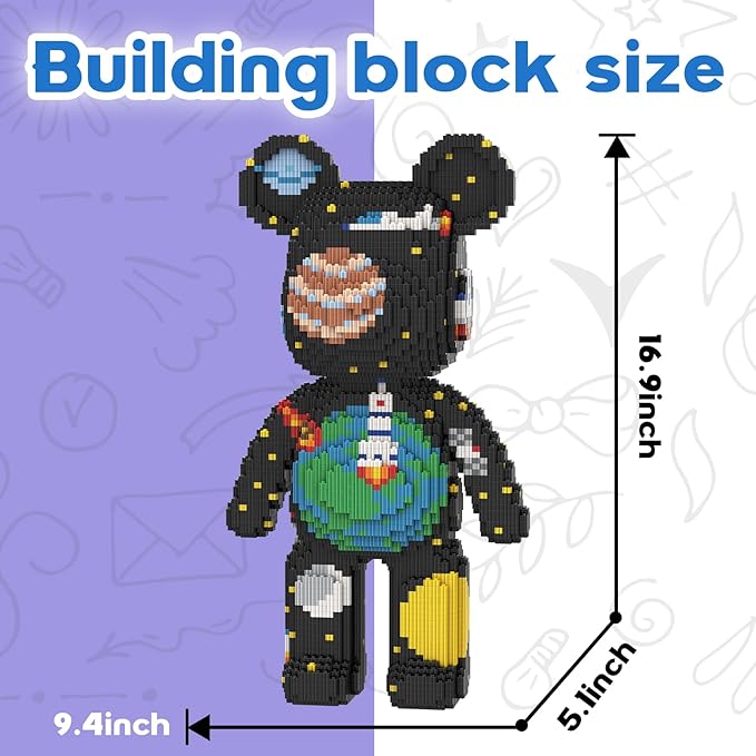 Space Bear Building Blocks (5800 PCS) Creative Animal Brick Set for Kids &amp Adults Micro Building Blocks Teddy Blocks Children Toys for Christmas Halloween Anniversary