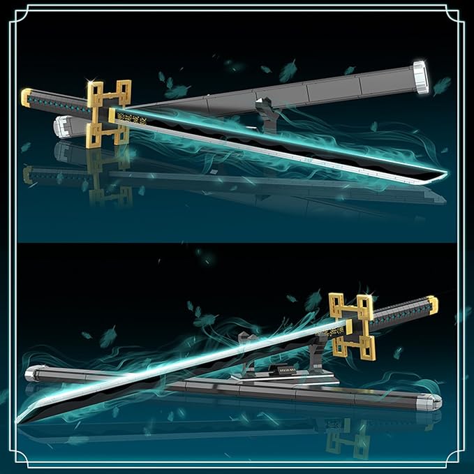 HIGH GODO Demon Anime Sword Building Set 40in Tokitou Muichirou Sword Set with Scabbard and Stand Cosplay Anime Katana Sword Building Blocks Collectible Gifts for Teens and Adults 14+ (771 PCS)