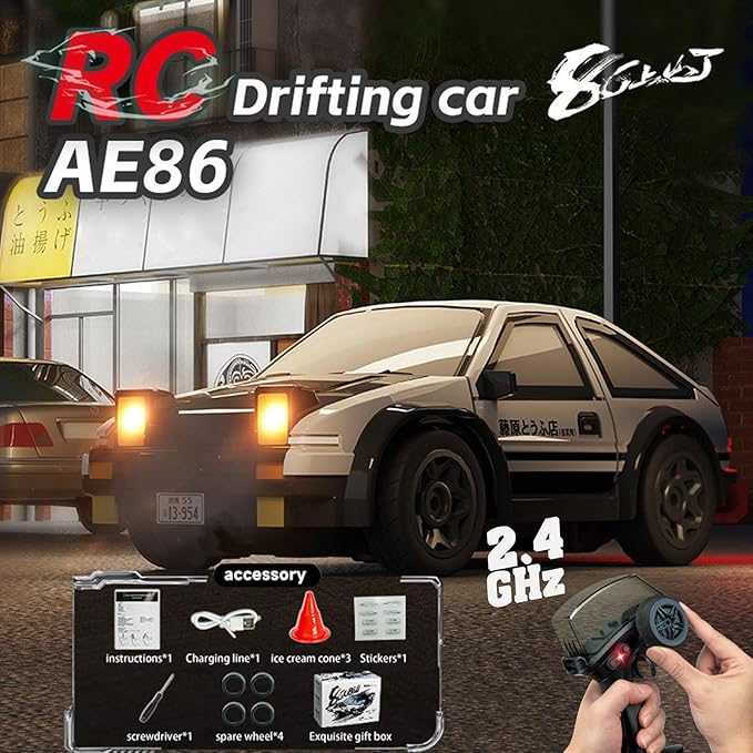 1/64 Scale Drift RC Car 2.4Ghz Mini Sports Car 4WD RC Truck Model Toys Full Proportional with Replaceable Tires Gift for Adults and Kid