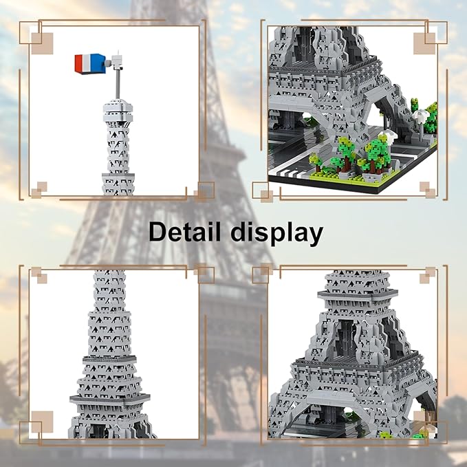 Paris Eiffel Tower Model Building Blocks Micro Brick Architecture Landmark for Display Fun Construction Gift for Kids &amp Adults