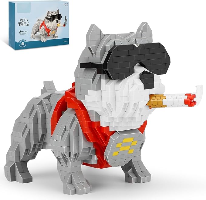 Cute Animal Bully Pitbull Micro Mini Building Blocks Kit Mini Dog Micro Bricks Building Toys for Adults Boys Girls Party Favors for Kids 8-14 Christmas Birthday Gift Carnival Prizes (998 PCS)
