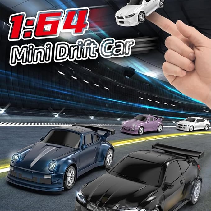 1/64 Scale Drift RC Car 2.4Ghz Desktop Mini Racing Drift Remote Contrl Car Model 4WD Mini RC Vehicle Hobby Gift for Adults