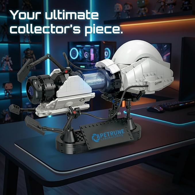 Sci-Fi Games Gun Building Set for Adults Ideas Portol 2 Gun Building Model with Light &amp Display Stand Cool Collectible Games Fans Gift