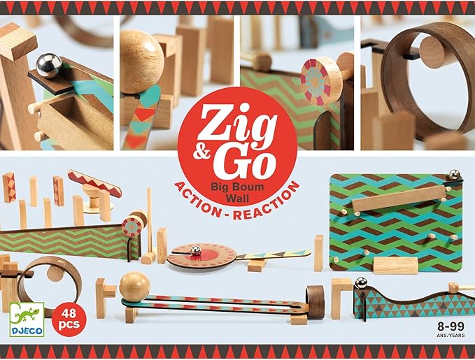 DJECO Zig &amp Go Big Boum Wall Construction Set (48pcs) - Chain Reaction Game for Kids - Fun &amp Creative Activity for Friends &amp Family Educational Toys for Children 8+ Years Girls &amp Boys