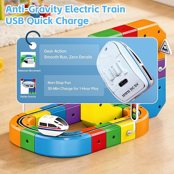 Electric Train Set 3D Magic Flexible Race Tracks for Kids Ages 3 4 5 6 7 8 51PCS Anti Gravity Race Track with Car STEM Educational Building Toy Boys Girls Birthday Christmas