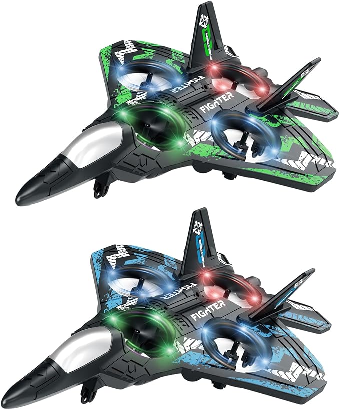 Drones for Kids Form RC Plane Remote Control Airplane Aircrafts for Boys and Girls Jet Helicopter Drones with LED Lights 360° Flip 4 Rechargeable Batteries Toys for Christmas (2 Pack)