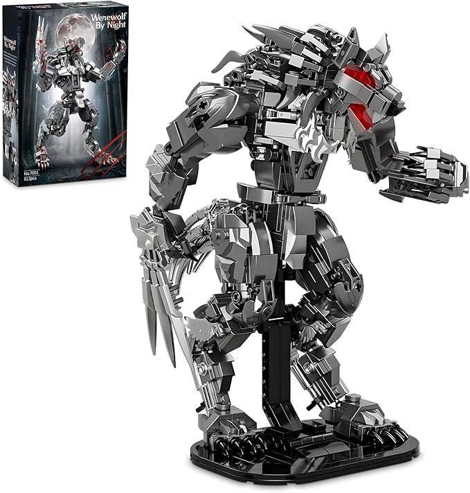 HIGH GODO Werewolf Mech Building Set for Adults Wolf by Night Monster Model Building Blocks Kit with Base for Home Display Creative Christmas Birthday Toys Gifts for Teens 14+ 813 Pieces