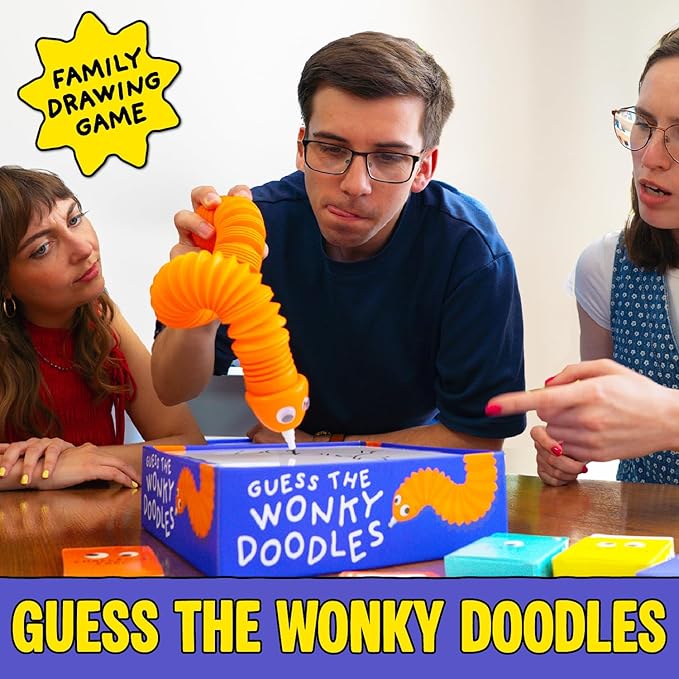 Lucky Egg Wonky Doodles – Hilarious Drawing Games for Family Game Night &amp Parties – Family Board Games for Adults with Wonky Doodler 150 Word Cards &amp Whiteboard – Best Family Games for Ages 8