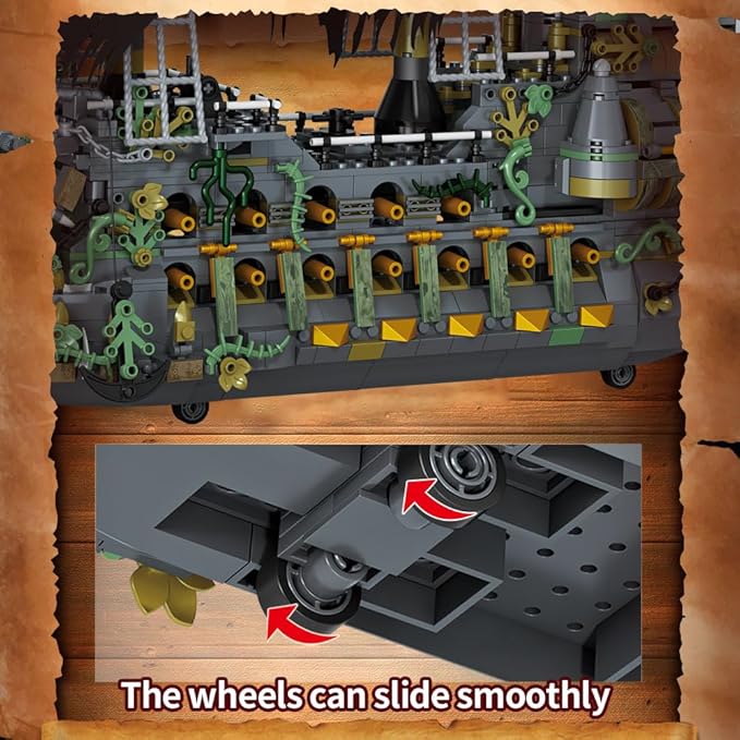 39107 The Flying Dutchman Pirate Ship Building Kit 2434 PCS Large Pirate Ship Model with Display Stand Detailed Sailing Ship Building Blocks Set for Adults &amp Teens