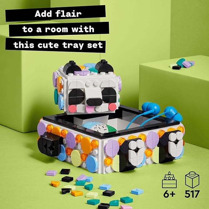 LEGO DOTS Cute Panda Tray 41959 Toy Crafts Set DIY Jewelry Box Desk Tidy or Storage Trays Personalisable Animal Gift Idea for Kids Age 6 Plus