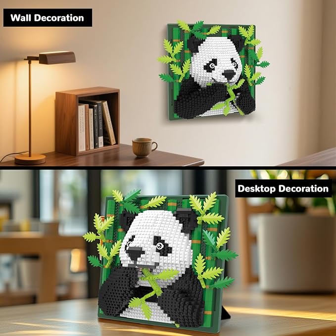 Panda Animal 3D Wall Art Micro Mini Building Blocks Set Unique Home Wall Decor or Table Display No Compatible with Lego Ideal Gift Toy for Adults &amp Boys Girls 14+ (1142 PCS)