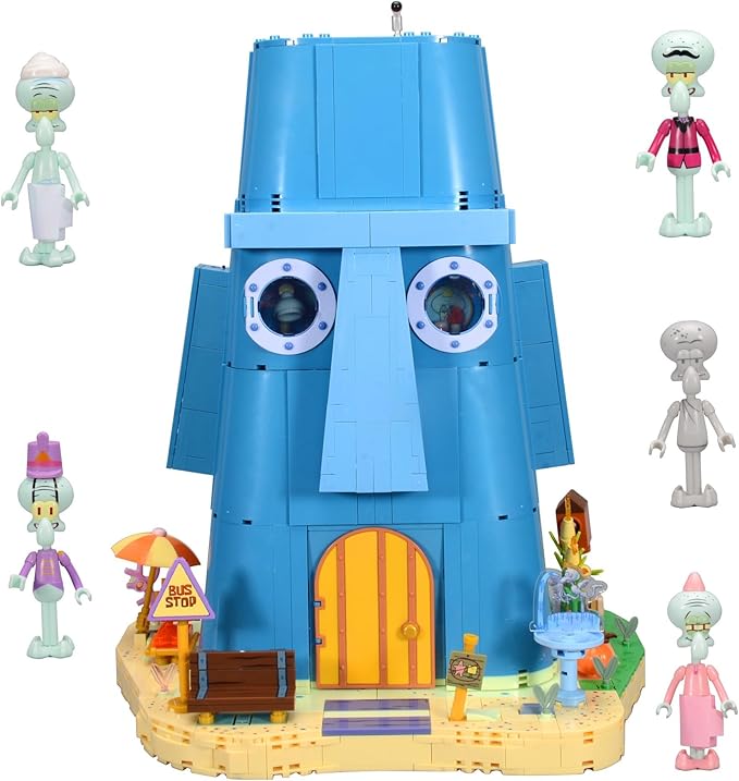 Toy Building Brick Blocks Toys Sets kit Action Figures Pineapple House Patrick Stone Star Home for Boys and Girls Kids Age 2-4 3-5 5-7 8-12 Fans Gift - 1655 pcs