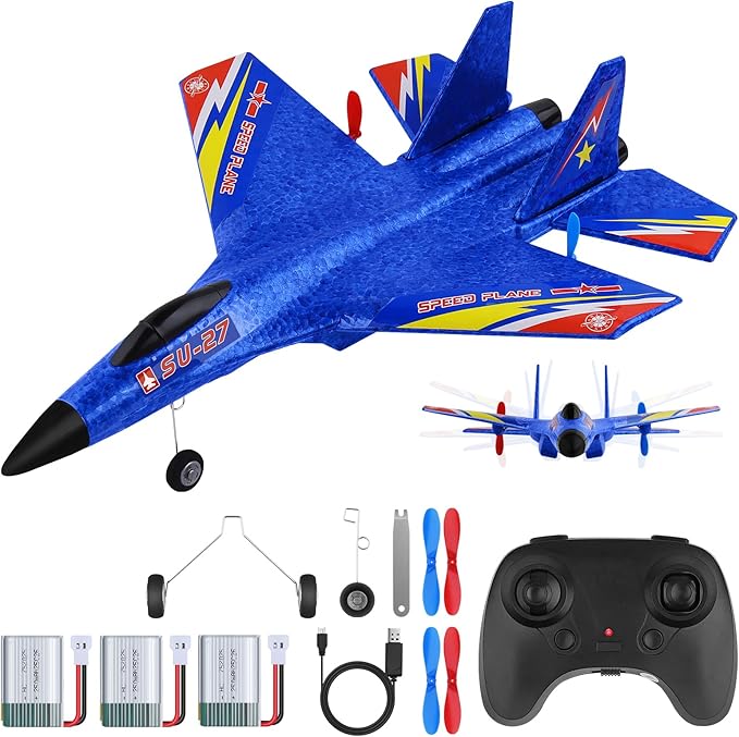 Su27 RC Plane Remote Control Airplane 2.4Ghz Ultra Long Endurance Raptor RC Fighter Jet Toy Airplanes for Kids Beginners Boys Girls
