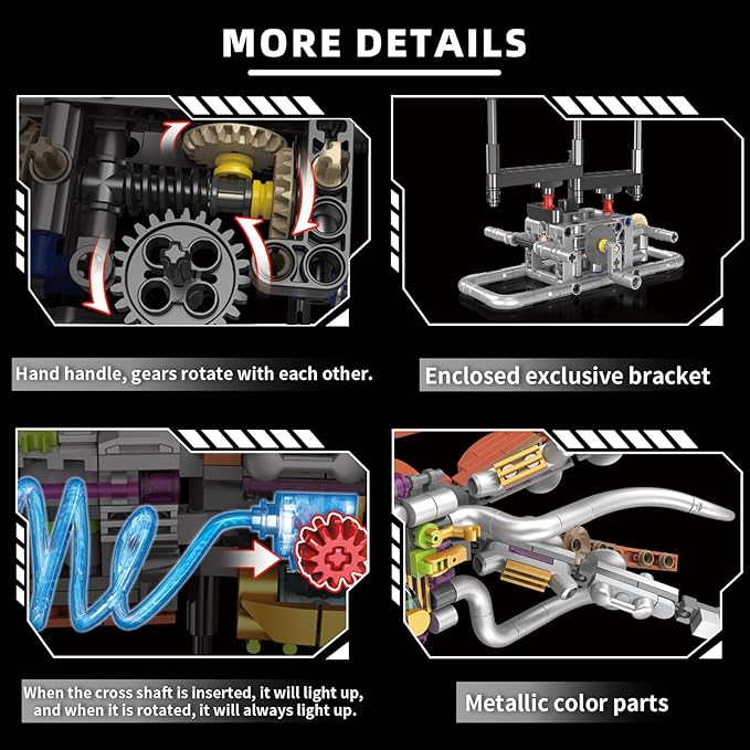 Mechanical Squid Building Set with Lights Rotatable Link Components &amp Display Stand STEM Building Set for Boys and Girls 8-14 Home Office Decor for Adults Mechanical Enthusiasts（633PCS）