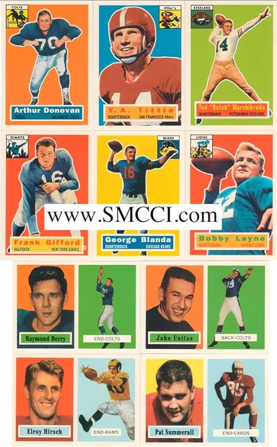 1994 Topps Archives Football 1956 and 1957 Reprint Complete Mint Hand Collated Set. Loaded with Stars and Hall of Famers Including Reprints of Paul Hornung Johnny Unitas and Bart Starr's Rookie Card