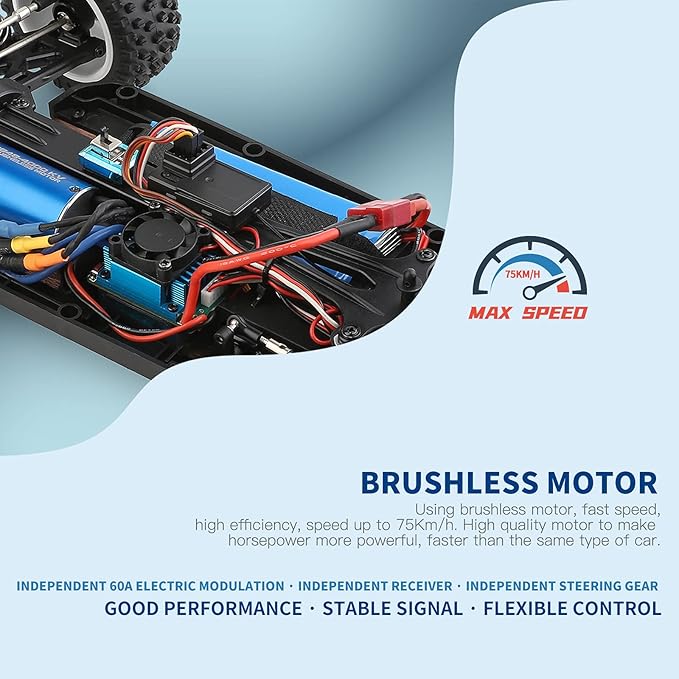 GoolRC WLtoys 124017 V2 Brushless Fast RC Cars 1:12 Scale RC Buggy 4WD 75KM/H High Speed Remote Control Car 2.4GHz All Terrain Off-Road Racing Drift Car with Metal Chassis for Adults