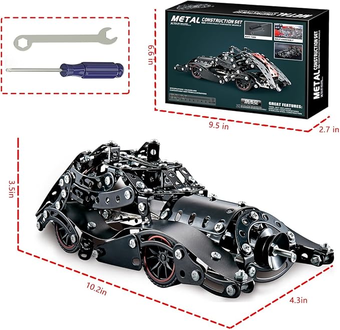Erector Sets for Boys Age 8 9 10 11 12-16 and Older 332 Pcs Batman Model Car Building Set for Kids Ages 8-12 Year and Up Metal STEM Educational Toy for Kids Boys Girls or Adults