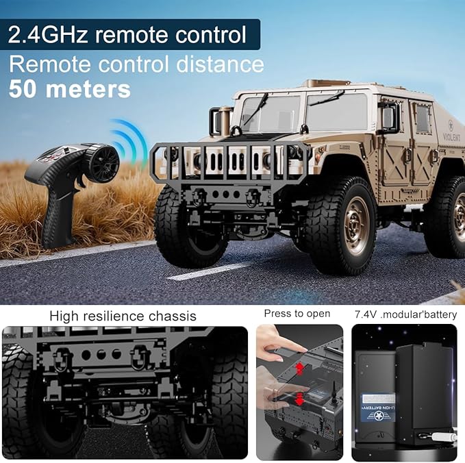 C8835 1:12 Scale Military RC Car with 3 500mah Battery 2.4GHz Remote Control Vehicle Simulation Off-Road Climbing VehicleRemote Control Truck-4x4 Off-Road RC Trucks Army Rock Crawler Humme