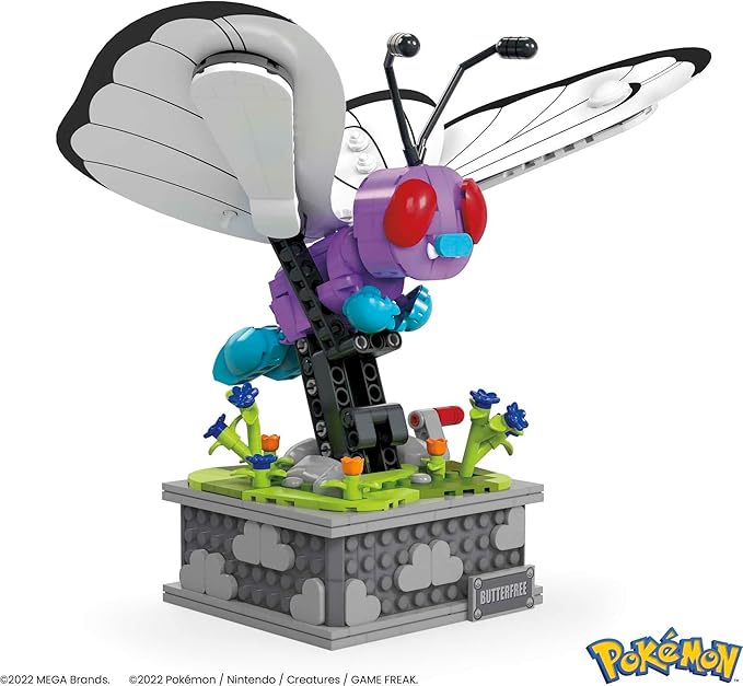 MEGA Pokémon Building Toys Set Motion Butterfree with 605 Pieces 7 Inches Tall Moving Wings Kids or Adult Collectible