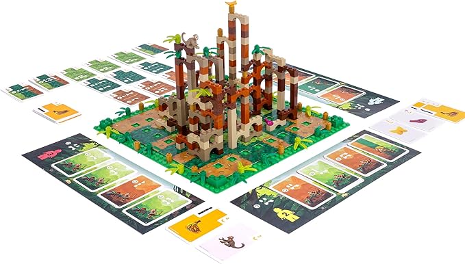 Dotted Games Monkey Palace: A Lego Board Game - Build Your Way to Victory Brick by Brick! Fun Family Brick-Building Game for Kids &amp Adults Ages 10+ 2-4 Players 45 Minute Playtime