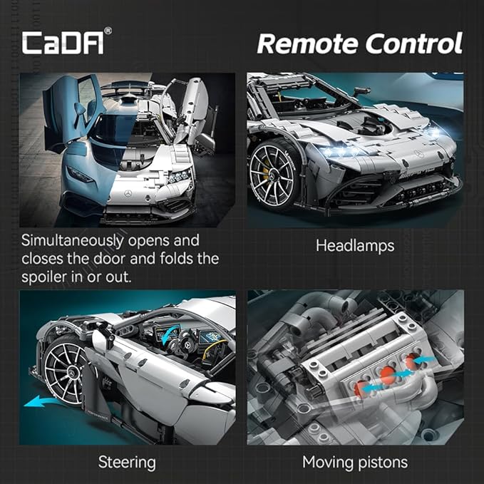 CaDA C61503W Mercedes-AMG ONE Builidng Block Set 1:8 Mercedes AMG Speed Champion Brick Model with Ejection Start Gameplay Super Car Collection Toy Sets for Adults (3295PCS)