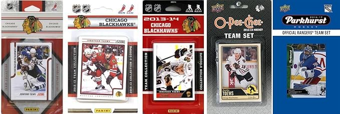 NHL Chicago Blackhawks Men's 5 Different Licensed Trading Card Team Sets White