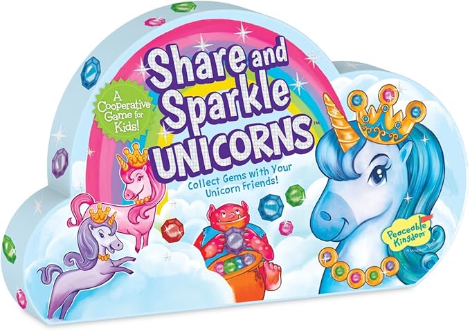 Peaceable Kingdom Share and Sparkle Unicorns Cooperative Strategy Game for Families and Kids Ages 4 &amp Up