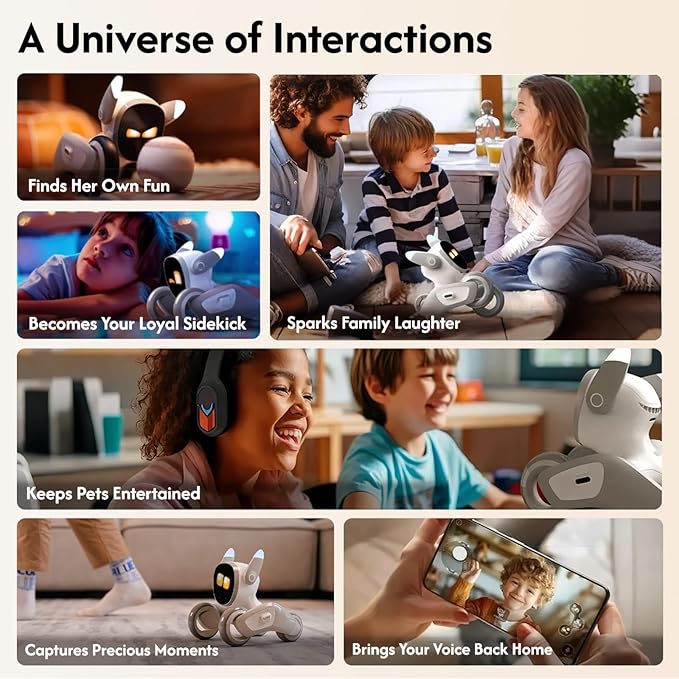 Robot Pet Dog ChatGPT-4o Smart AI-Powered Companion Voice &amp Gesture Control Real-Time Interaction Robotics Toys for Kids Home Monitoring - Includes Charging Dock