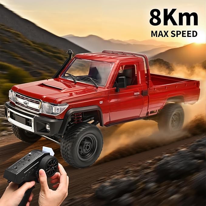 RC Rock Crawler 1/12 RC Crawler Off Road RC Truck 4x4 with 2.4GHz Remote Control 280 Brushed Motor All Terrain Rremote Control Truck RTR Proportional Throttle Steering MN-82（Red）