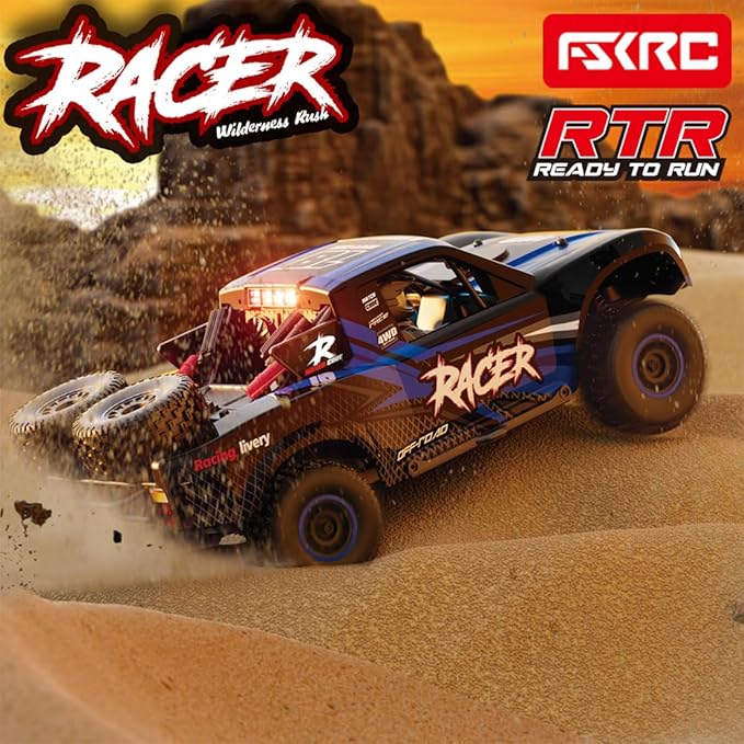 RD12 1/12 Scale 4WD Full-Proportional Brushed RC Drift Car with Gyroscope 7-Color LED Roof Light &amp Front/Rear LEDs Indoor/Outdoor Racing Car Gift for Adults &amp Teens (Blue)