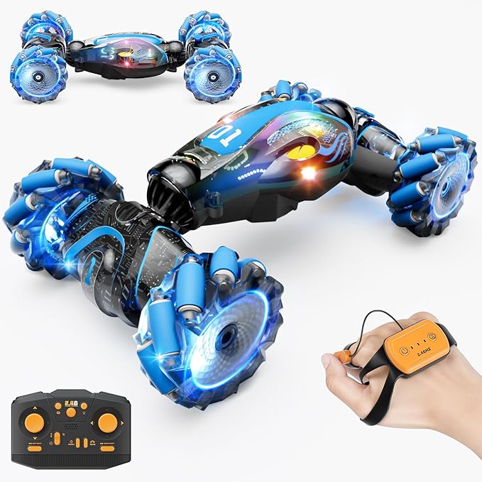 Gigilli Gesture Sensing RC Stunt Car Remote Control Car for Boys 8-12 RC Cars for Kids Twist Drift Toys with Spray Music Lights Easter Birthday Gifts Boys for Kids Ages 7 9 10 11 13 Years Old