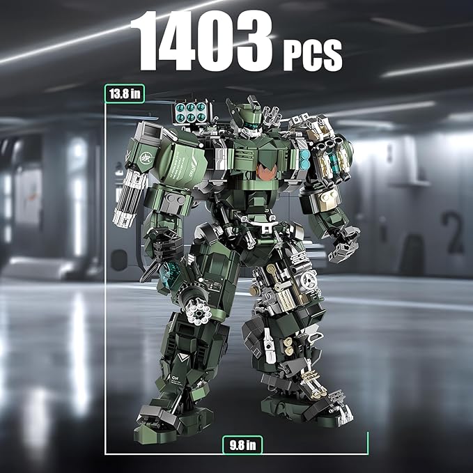 HIGH GODO Mech Building Blocks Set for Adults Motorized Robot Model Building Kit with Multiple Weapons Hard Core Industrial Style Collectible Gifts for Man Teens Ages 14+ (1403 Pieces)