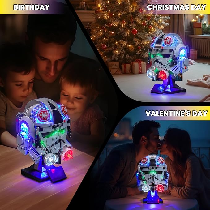 Upgraded Led Light Kit Compatible with Lego at-at Driver Helmet Building Set Lights Decoration Compatible with Lego 75429 (Model Not Included)