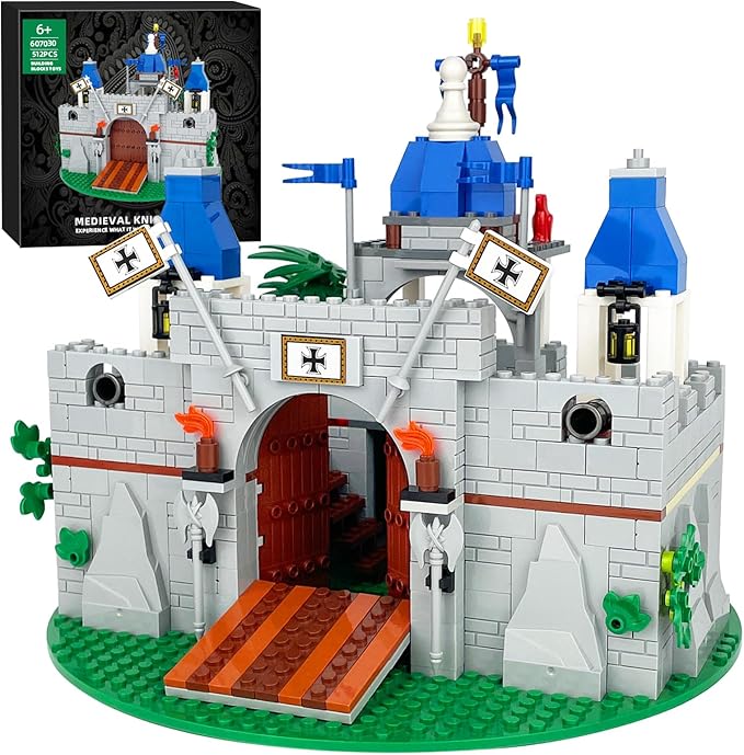 Medieval Knight Castle Building Blocks Set – Comes with 12 Knights Figures  Compatible with Lego Medieval Town Square House Toys  for Adults &amp Children Ages 6+