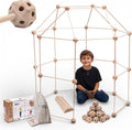 MIND KIDZ Wooden Fort Building Kit for Kids - STEM Montessori construction toy - 52 rods &amp 30 spheres Eco-friendly play set for boys &amp girls