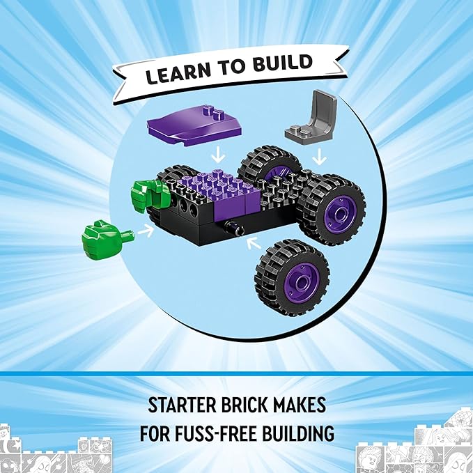 LEGO Marvel Hulk vs. Rhino Monster Truck Showdown Toy for Kids Boys &amp Girls Ages 4 and Up with Spider-Man Minifigure Inspired by The Spidey and His Amazing Friends Series 10782