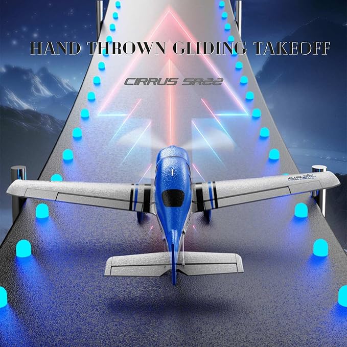QIDI 580 5-Channel Off-Road Aircraft 3D RC Plane One-Key Hanging Stunt Fixed Wing with Wind Resistant Flight Control for Beginner and Experienced Ready to Fly(Blue)