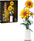 BlockPro Upgrade Sunflower Building Set for Adults Teens Botanical Collection Flower Bouquet with Vase Gift for Birthday Mother's Day Anniversary Pretty Home Decor for Flower Lovers (821pcs)