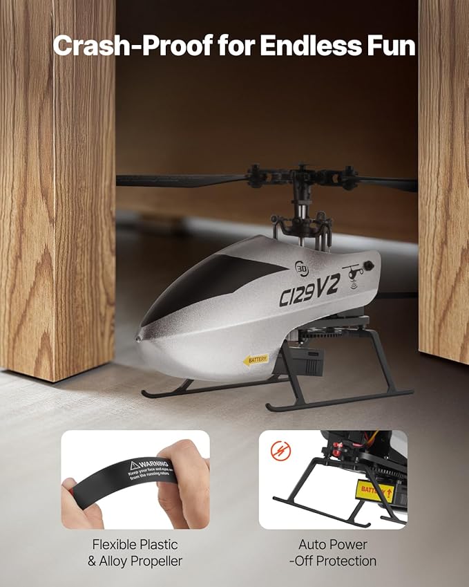 VEVOR RC Helicopter 2.4GHz Single Propeller Remote Control Helicopter with Gyro 4-Channel RC Airplane for Beginner 39 Min Flight Time One-Key Takeoff/Landing Toys for Kids Ages 8 and up