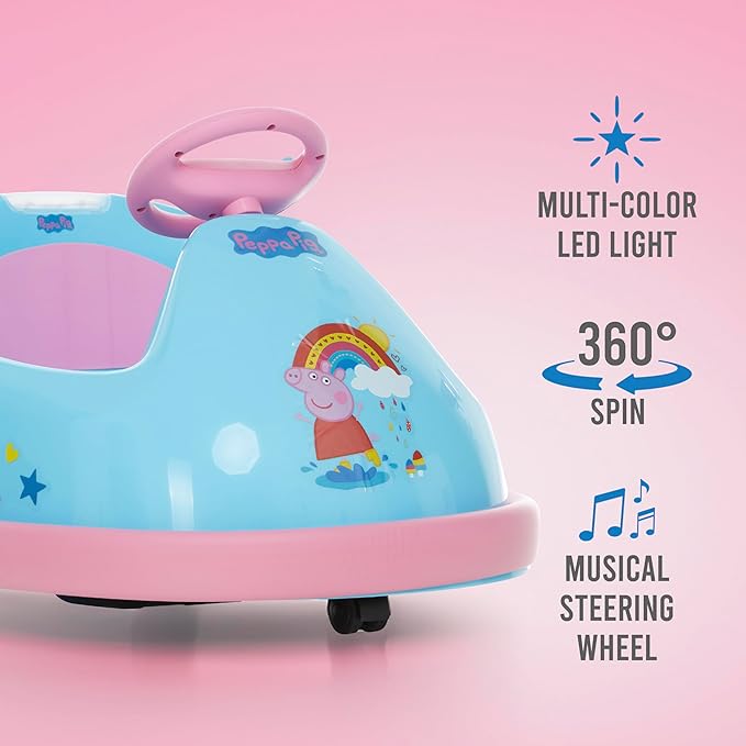 Peppa Pig Bumper Car for Kids 2 Speed Electric Bumper Car Vehicle Toddler Bumper Car with Remote Control and 360 Degree Turning 6V Motor LED Lights Gifts for Toddlers