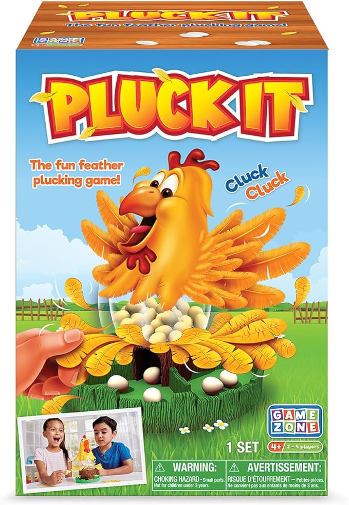 Game Zone Pluck It - Interactive Chicken Game for 2-4 Players Ages 4+ - Develops Hand-Eye Coordination and Strategic Thinking Skills!