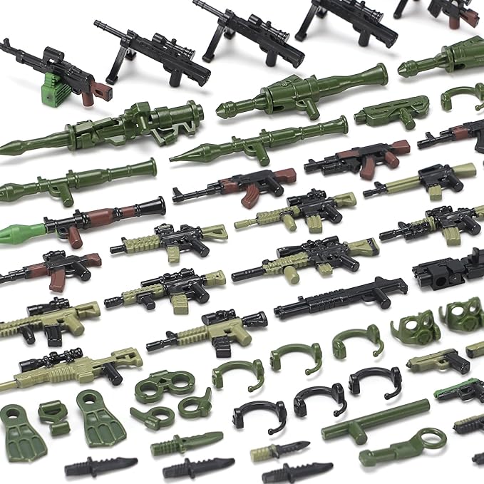 Military Weapons Pack with Shipping Cargo Container Army Equipment Helmet Armor 325Pcs Various of Military Accessories Building Block Toy Compatible with Major Brands Soldier Figures (Jungle Green)