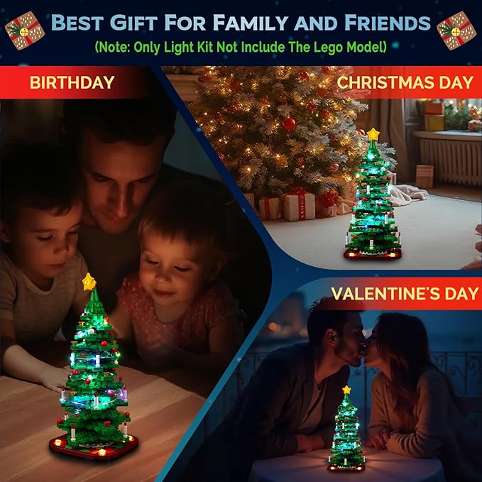 Upgraded Led Light Kit Compatible with Lego Christmas Tree Building Set Lights Decoration Compatible with Lego 40573 Gift Idea for Christmas Tree Lights (Model Not Included)
