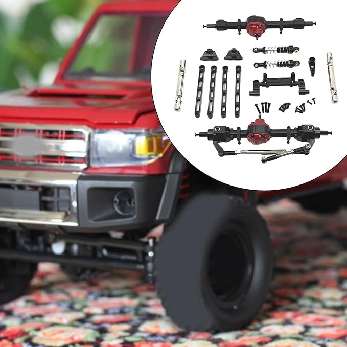 RC Car Upgrade Parts Front and Rear Assembly Kits Metal for MN82 LC79 MN78 1/12 Scale RC Hobby Car Black 15x20x5cm
